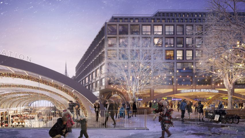 Entrance to Stockholm Central Station redevelopment by Foster + Partners and Marge Arkitekter