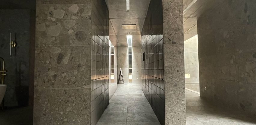 A series of tiled corridors inside One Folgate Street house