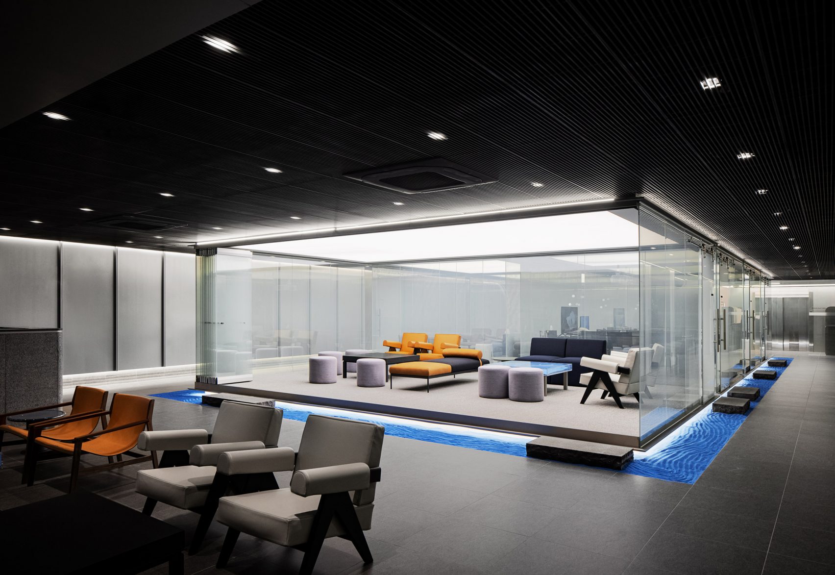 Intg designs Korean bank lounge with “floating meeting room” – Free ...