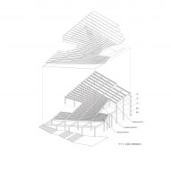 Axonometric of Hisao & Hiroko Taki Plaza by Kengo Kuma & Associates