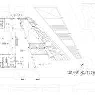 Ground floor plan of Hisao & Hiroko Taki Plaza by Kengo Kuma & Associates