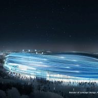 Rendering, Ice Ribbon by Populous for Beijing 2022 Winter Olympics