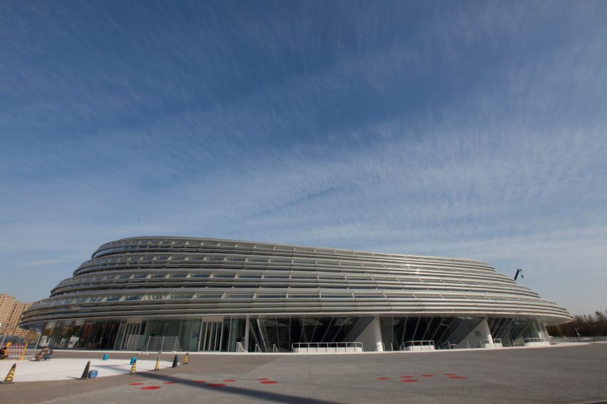 Exterior of Ice Ribbon by Populous for Beijing 2022 Winter Olympics