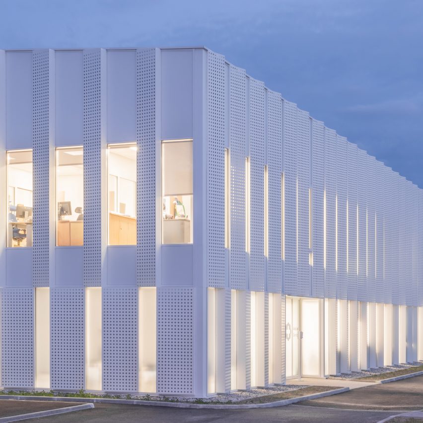 The Neutron Research Centre has a perforated metal facade