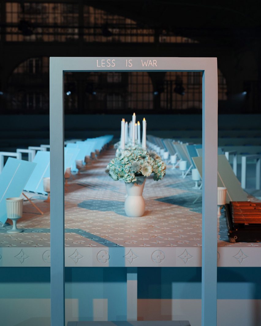 Monogram banquet table at Louis Vuitton Autumn Winter 2022 show