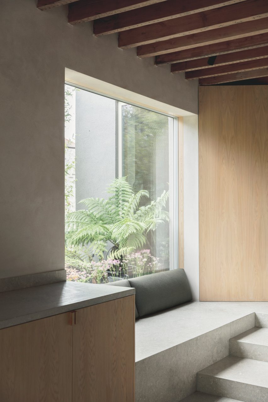 Window seat inside Low Energy House designed by Architecture for London