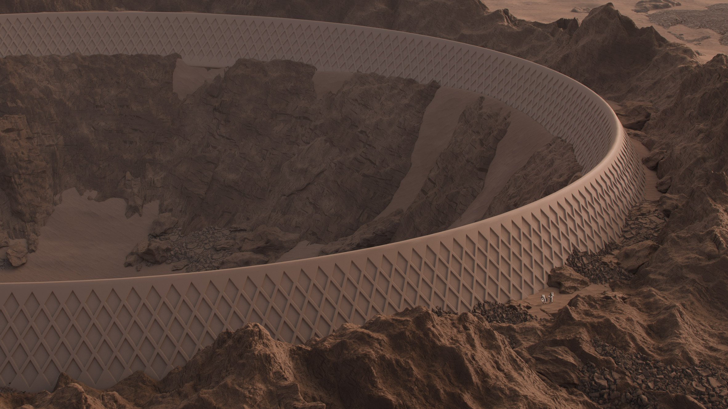 The Mars settlement will be built in a crater