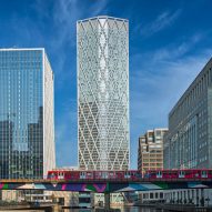 Horden Cherry Lee creates Canary Wharf skyscraper wrapped in diamond-shaped exoskeleton