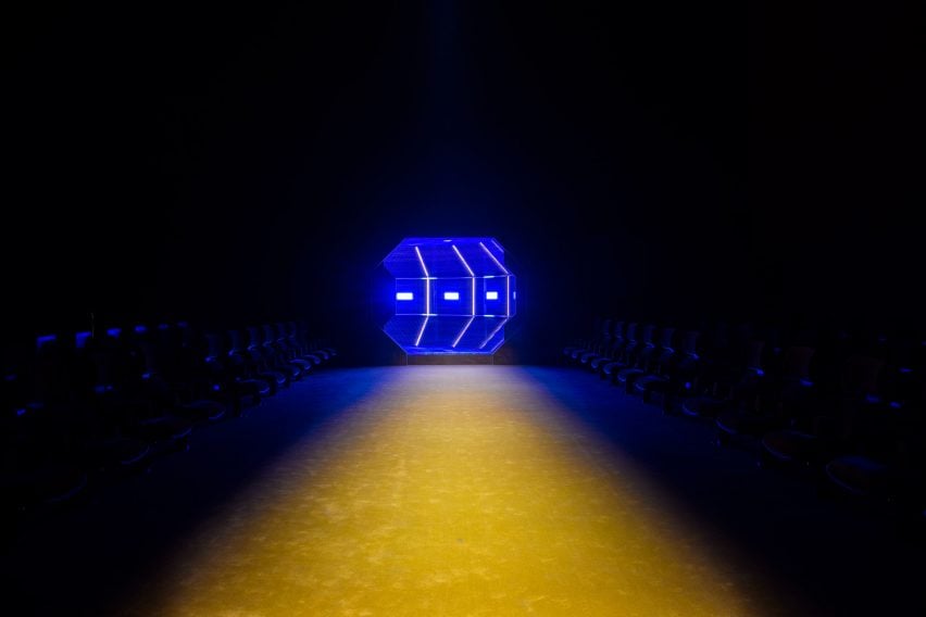 The set of Prada's Fall Winter Menswear show by AMO