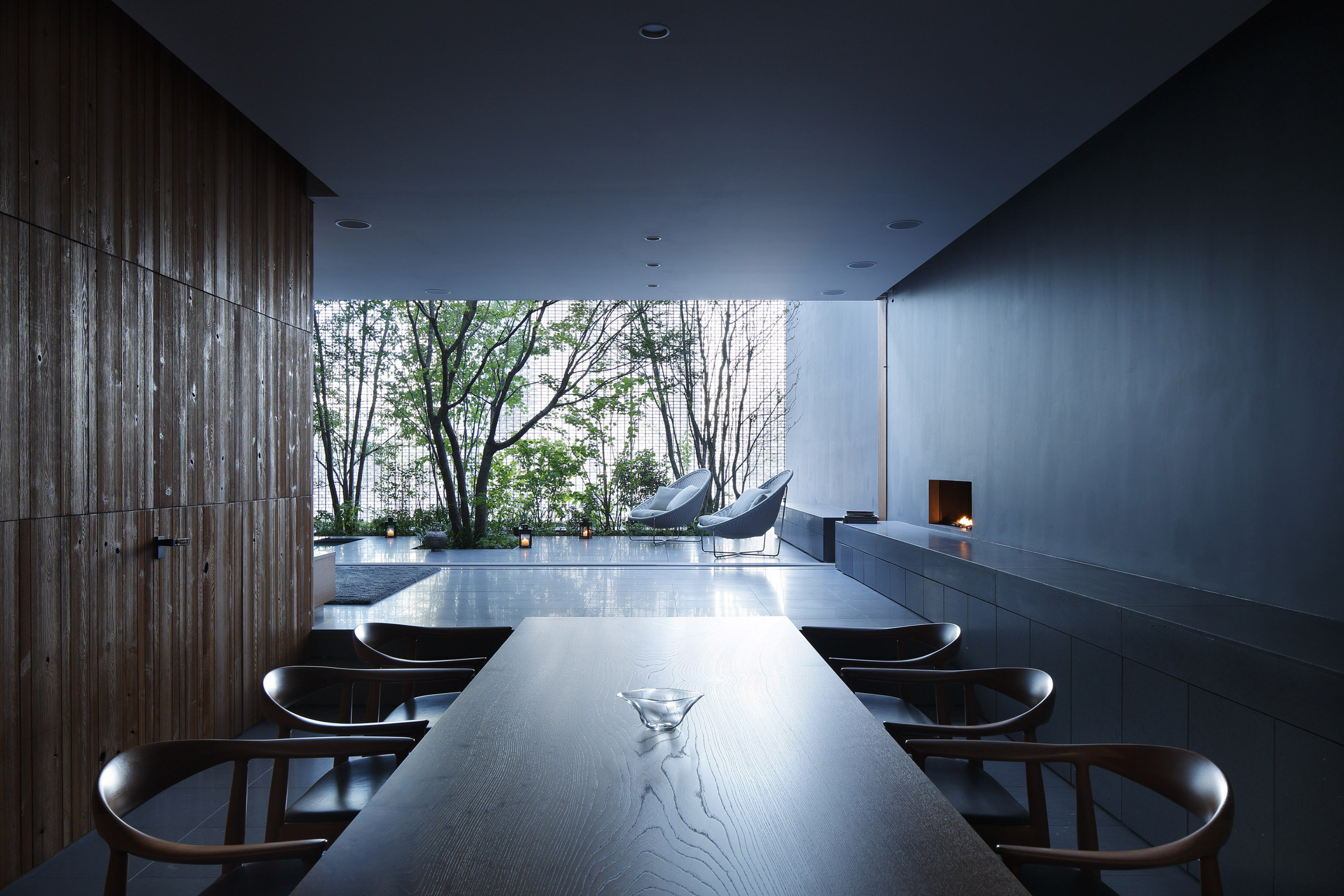 Dining room of Optical Glass House, Japan, by Hiroshi Nakamura & NAP