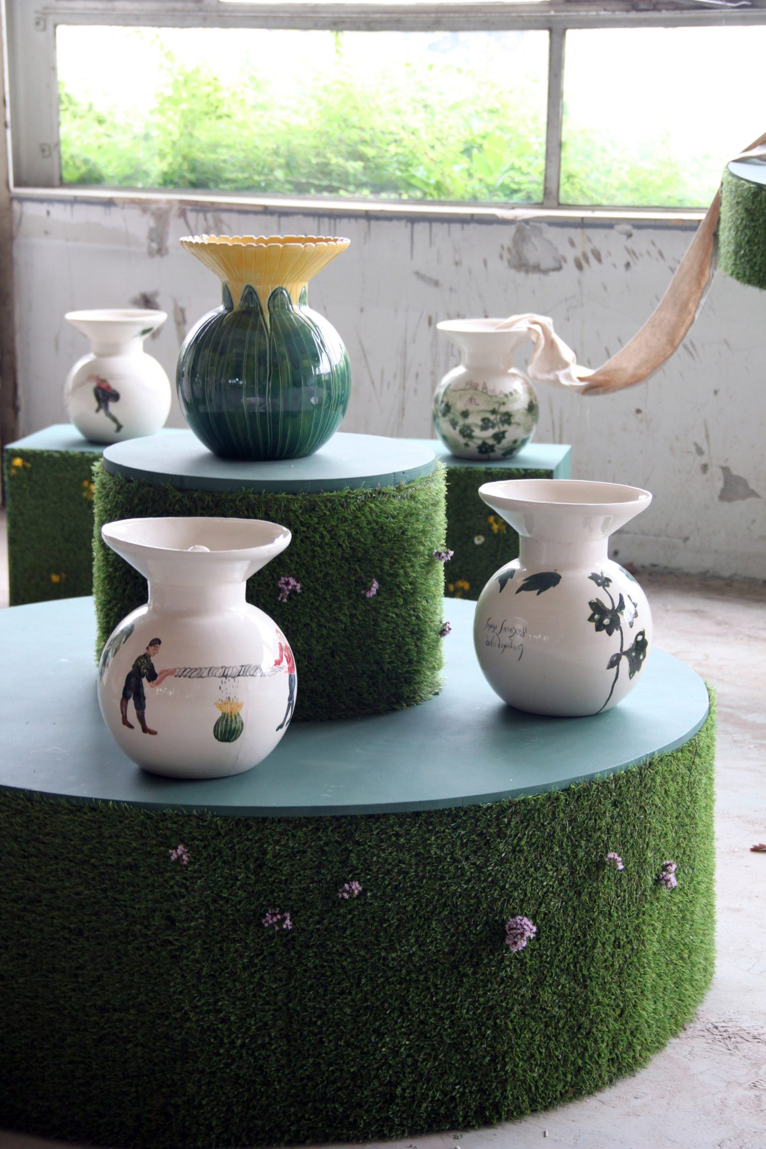 Pauline Rip, ceramic vases used for collecting morning dew for elves