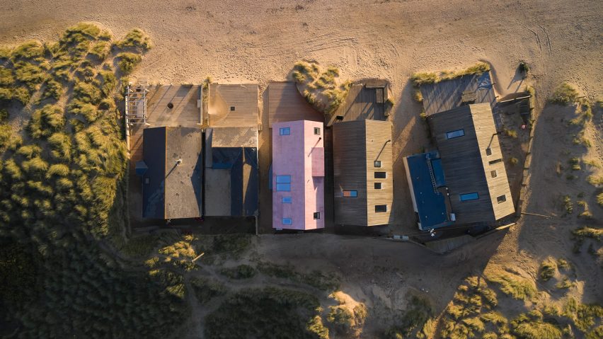 Aerial view of Camber Sands houses