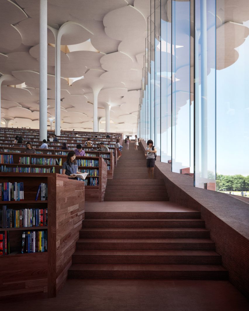 Interior render image of the Beijing Sub-Center Library