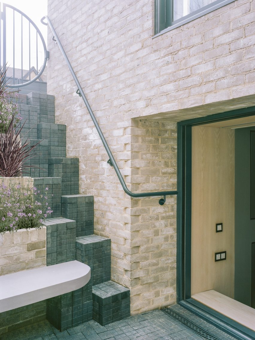 Courtyard of brick house in London