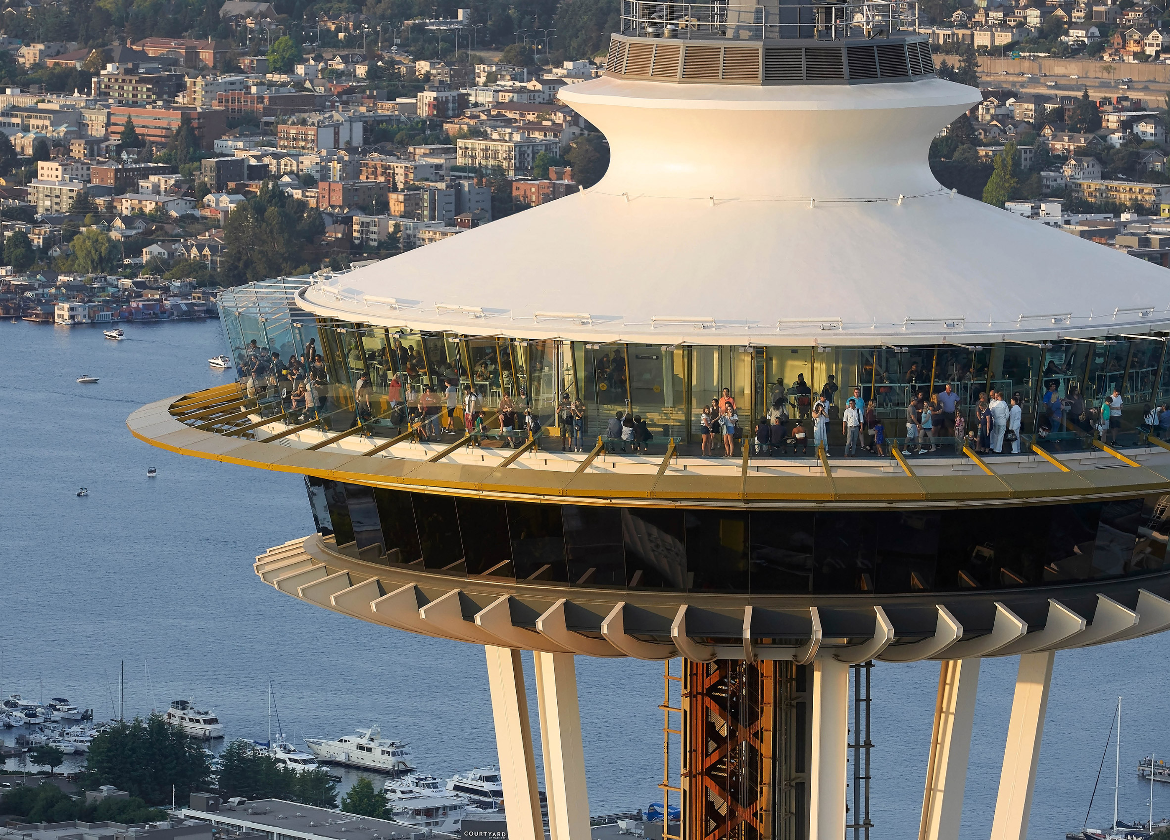 Space needle renovation exterior winner of AIA awards
