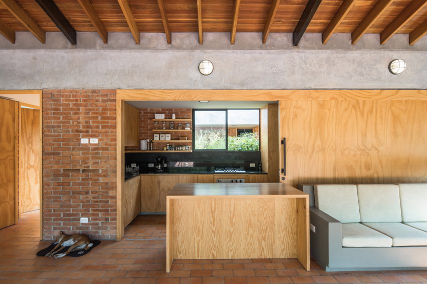 House in La Sila by PLan:b colombian brick remote residence kitchen shot