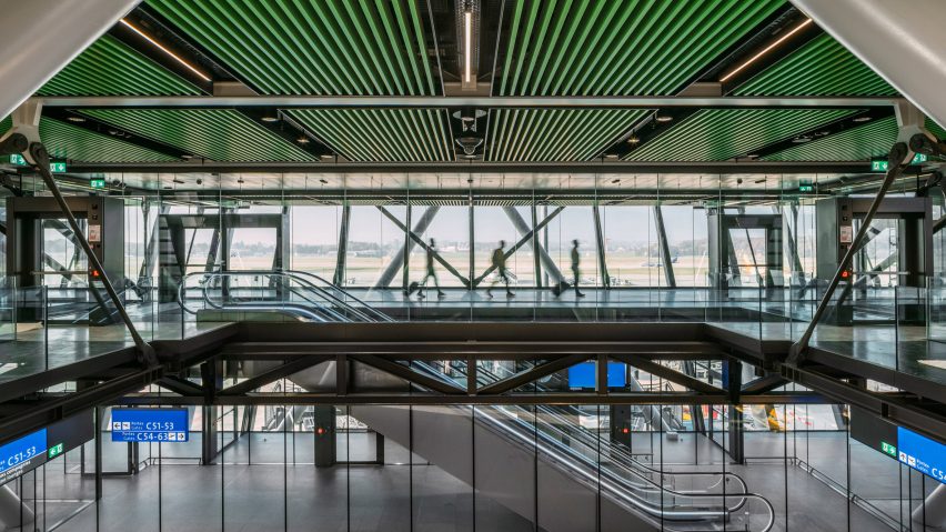 Interior of Aile Est airport by RSHP