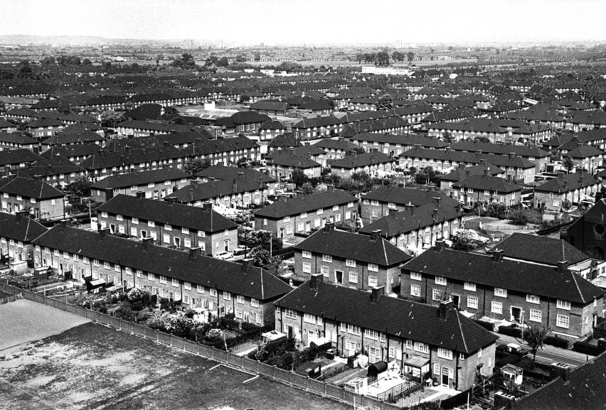 Aerial view of Becontree housing in the 1970s