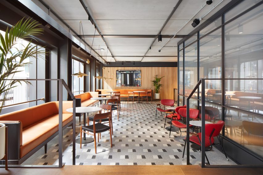 Cafe in DL/78 workspace designed by MSMR Architects for Derwent London's 80 Charlotte Street