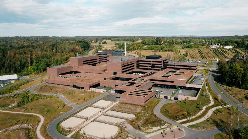 Aerial image of the veterinary building in Norway
