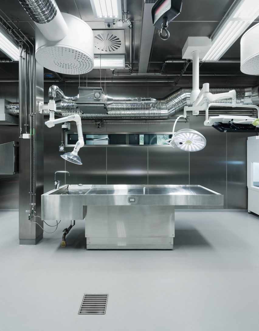 Image of a metal-lined operating room