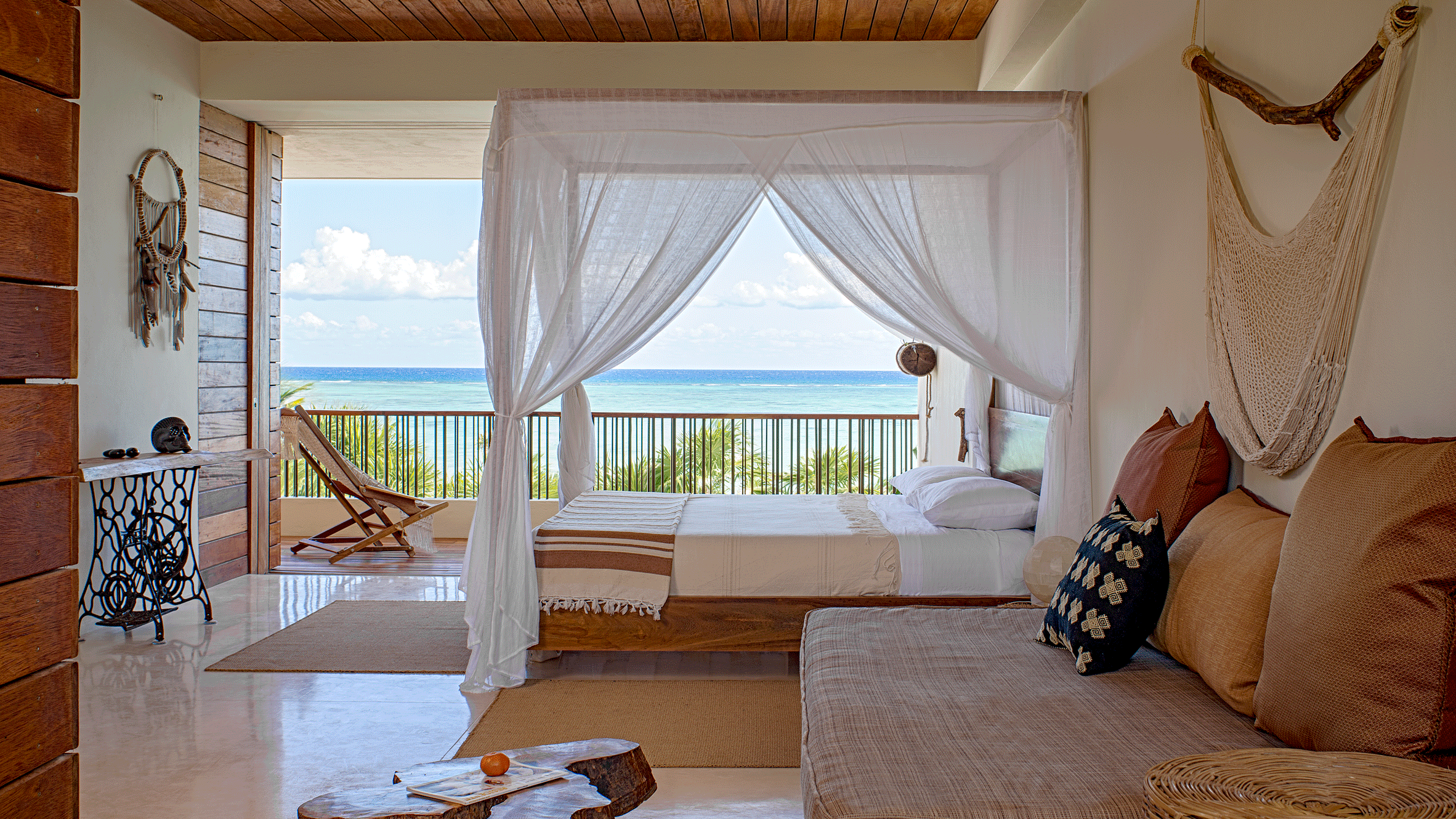 Hotel room overlooking the sea