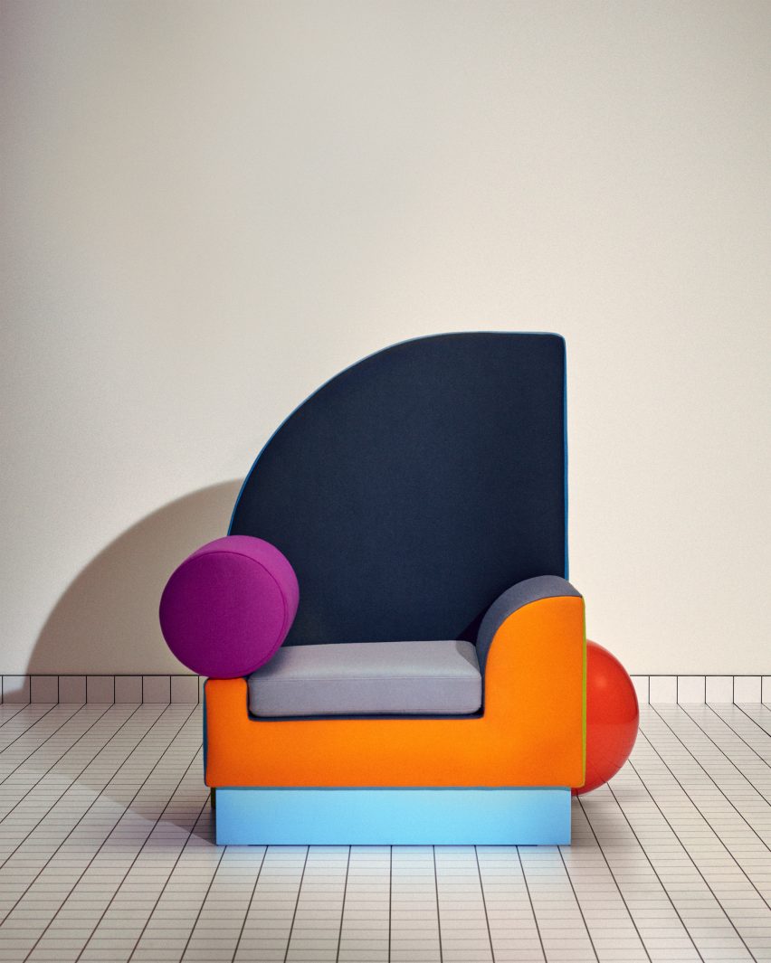 A colourful armchair by Peter Shire