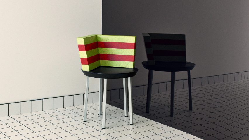 A colourful Memphis design stylechair