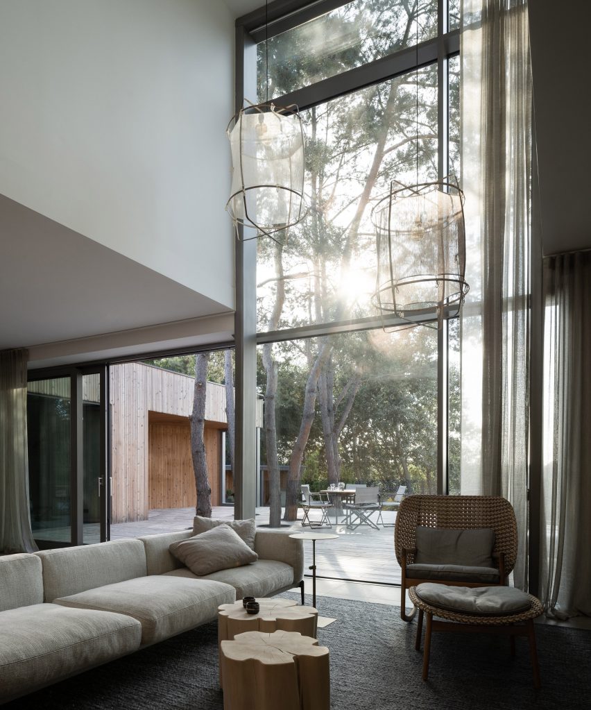 Living room with floor-to-ceiling windows