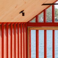 Detail of red cabin by Handegård Arkitektur
