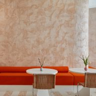 Alex Meitlis uses plaster and terrazzo to create pink tones in Ottolenghi Chelsea