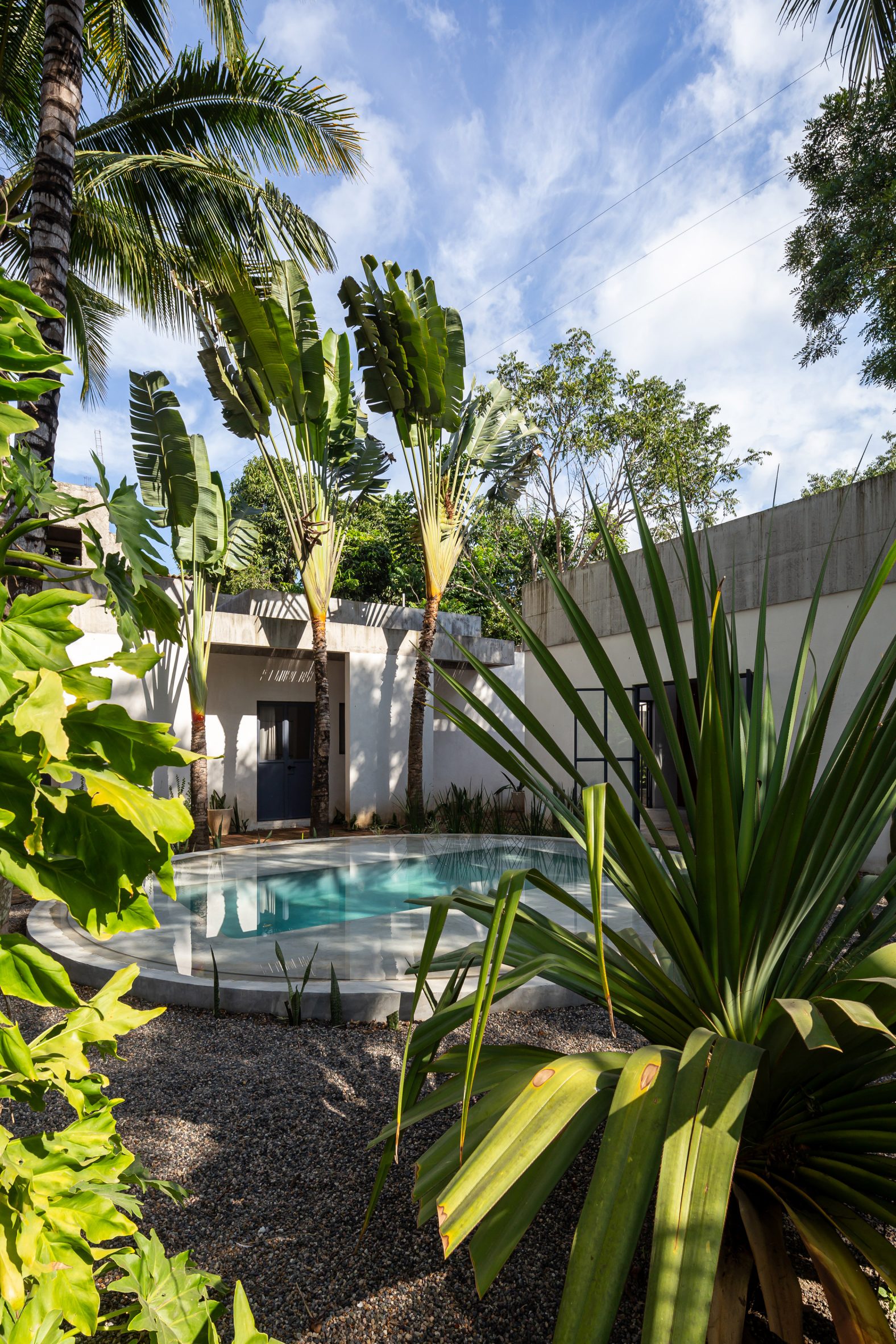 Tropical courtyard of San Ignacio beach home
