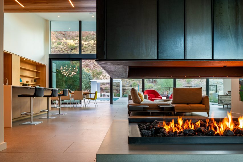 Dramatic fireplace in Phoenix home