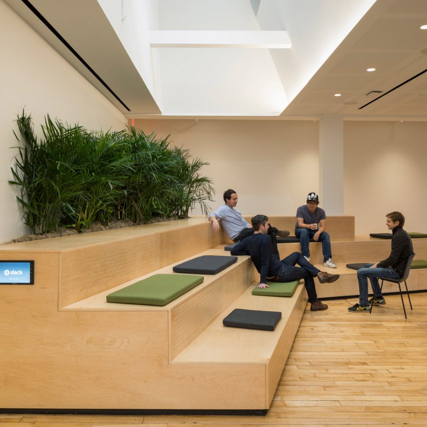 Stepped seating at the Slack offices by Snøhetta