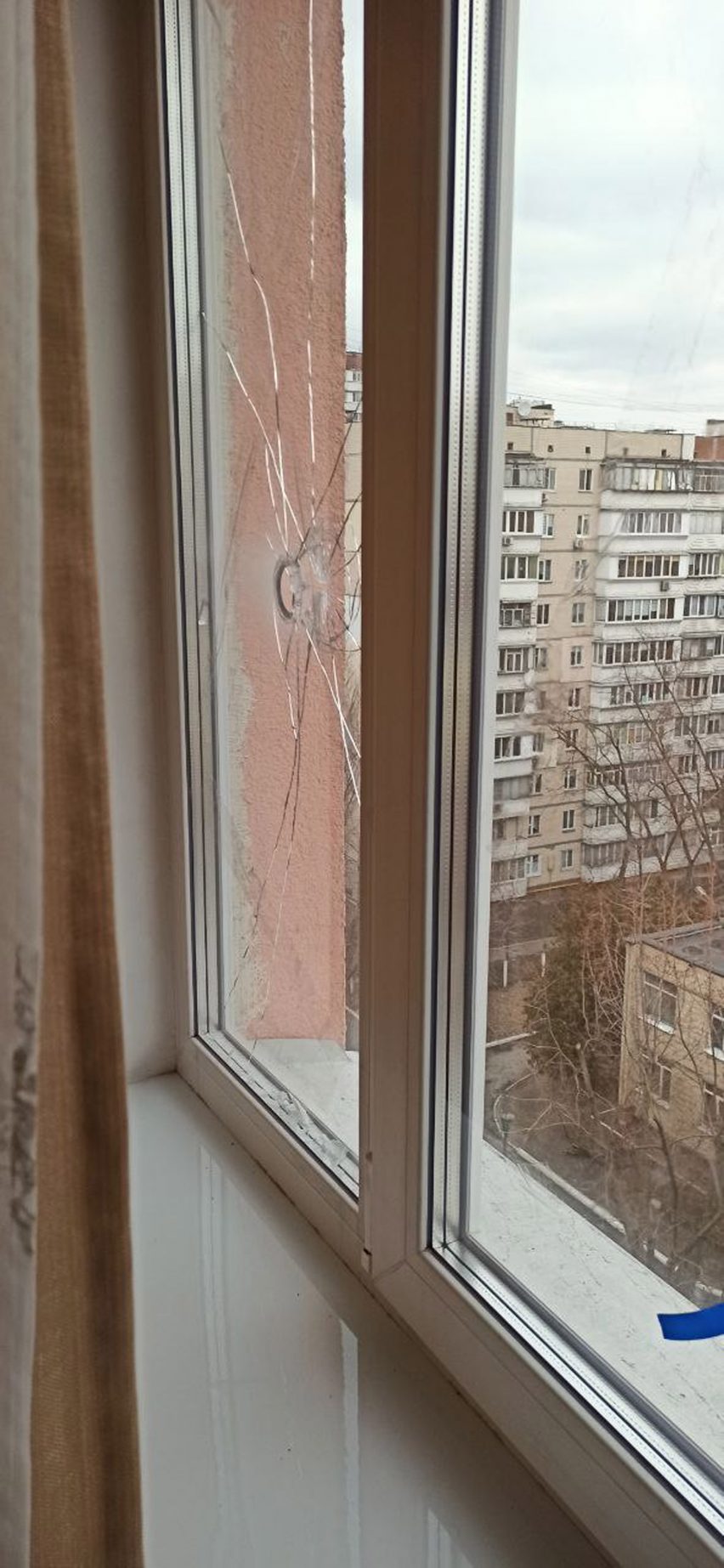 Bullet hole in a window in Ukraine