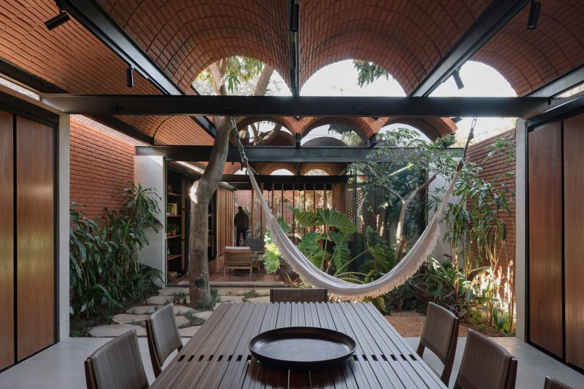 Vaulted ceiling in Paraguay brick house