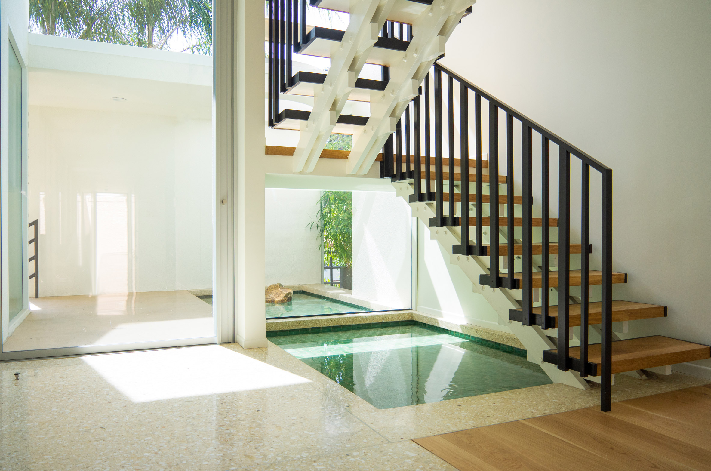 Beverly Hills renovation staircase with pool