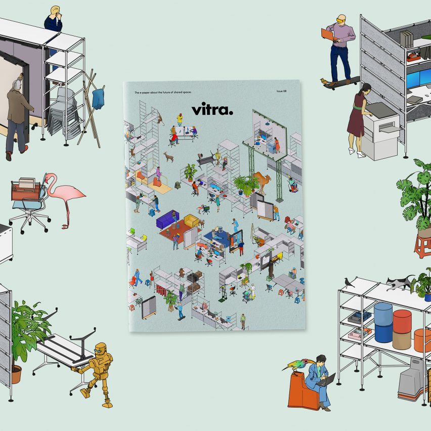 An illustration as part of Vitra's dynamic workspaces