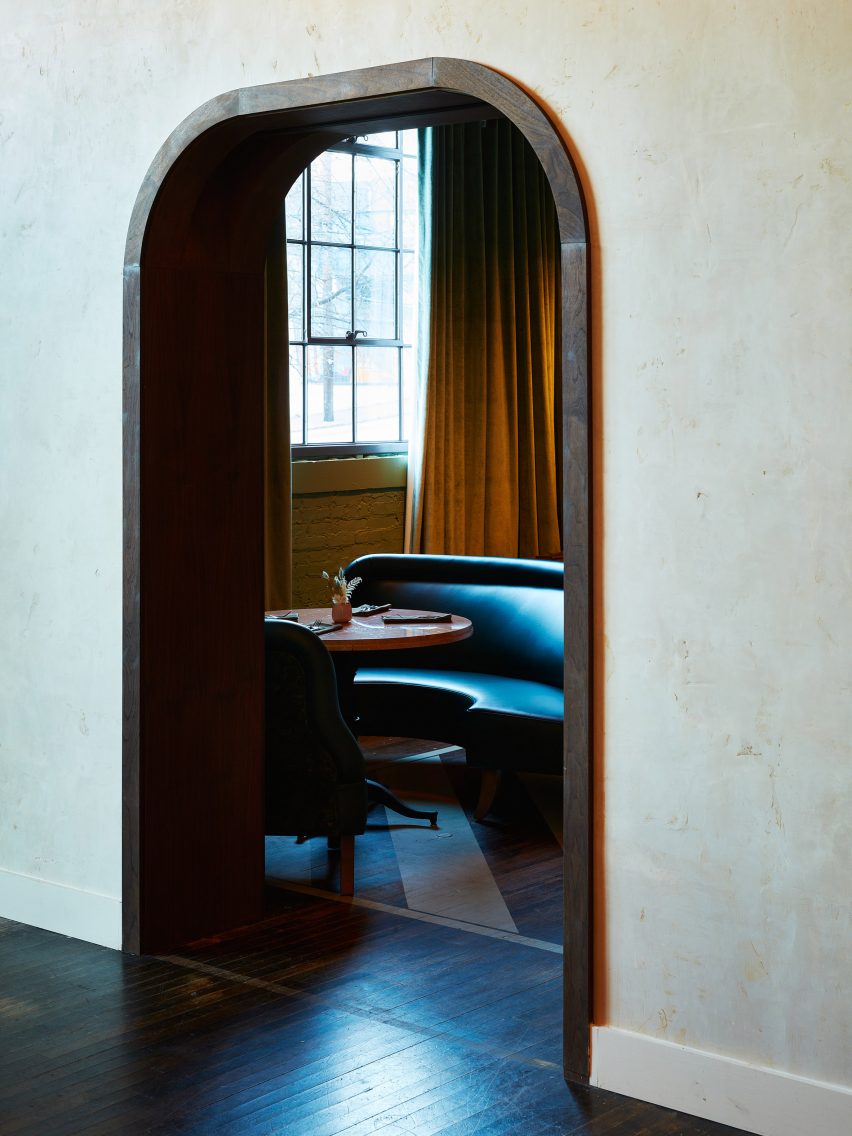 Arched opening into the Bistro