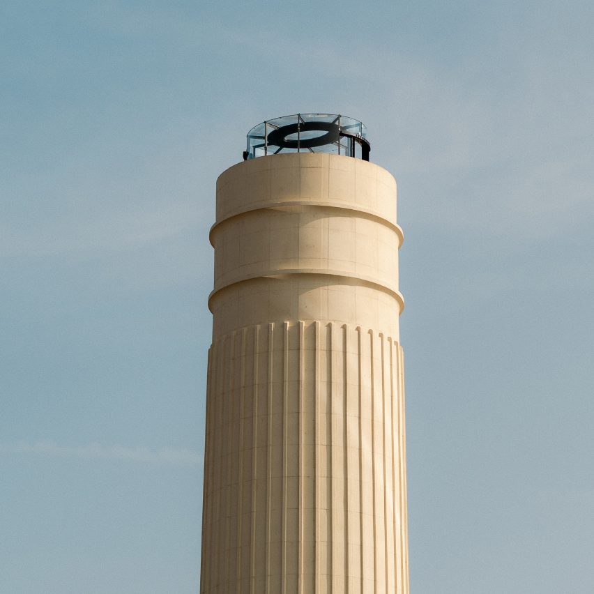 Battersea Power Station unveils glass chimney lift