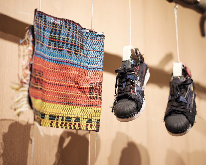 Detail image of shoes made from plastic waste
