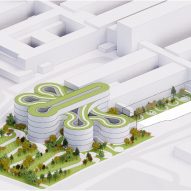 Isometric drawing of the The Danish Neuroscience Center in Aarhus that was designed by BIG