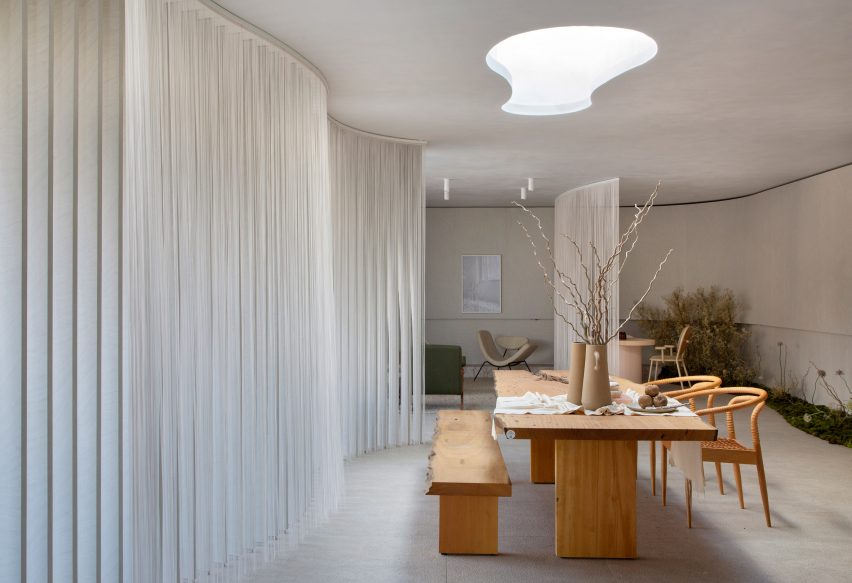 White and beige interiors inside Casa Alma