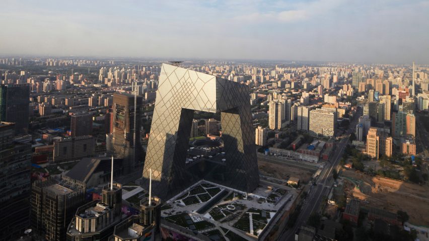 Aerial view of CCTV Headquarters by OMA