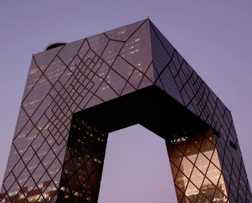 Glass facade of CCTV Headquarters by OMA