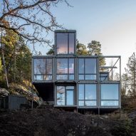 Måns Tham stacks shipping containers to create Swedish house