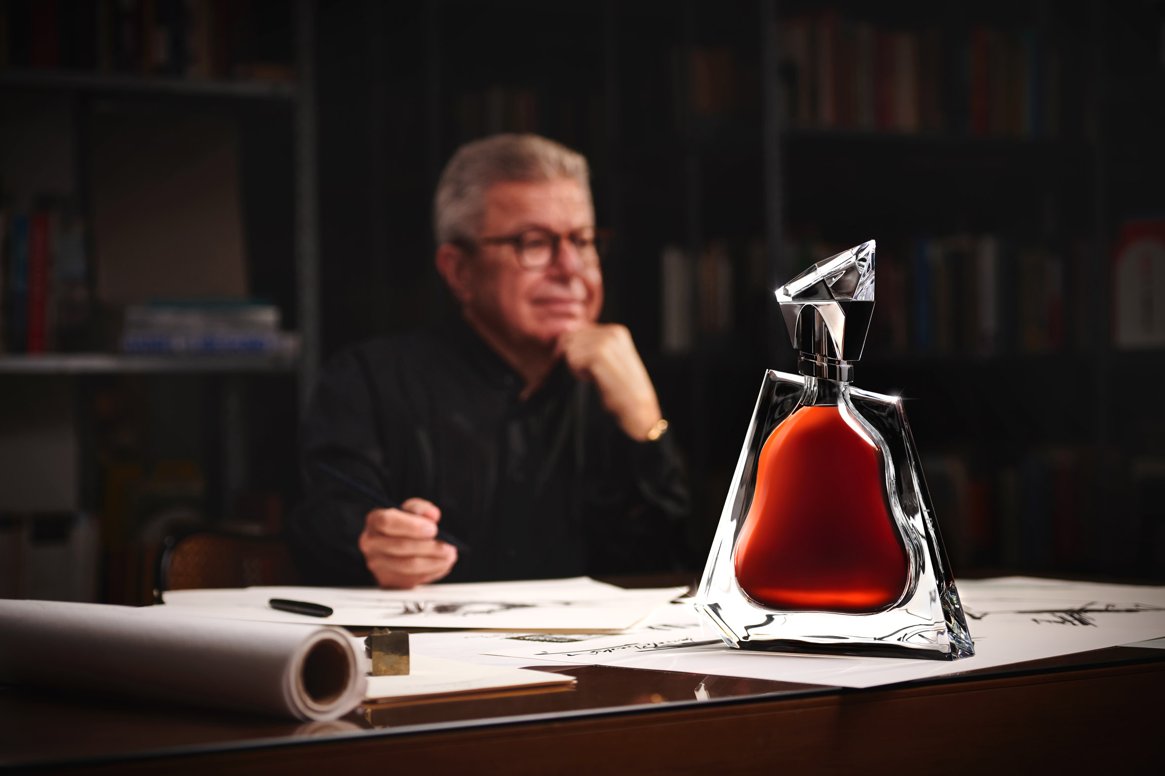 Daniel Libeskind and cognac bottle