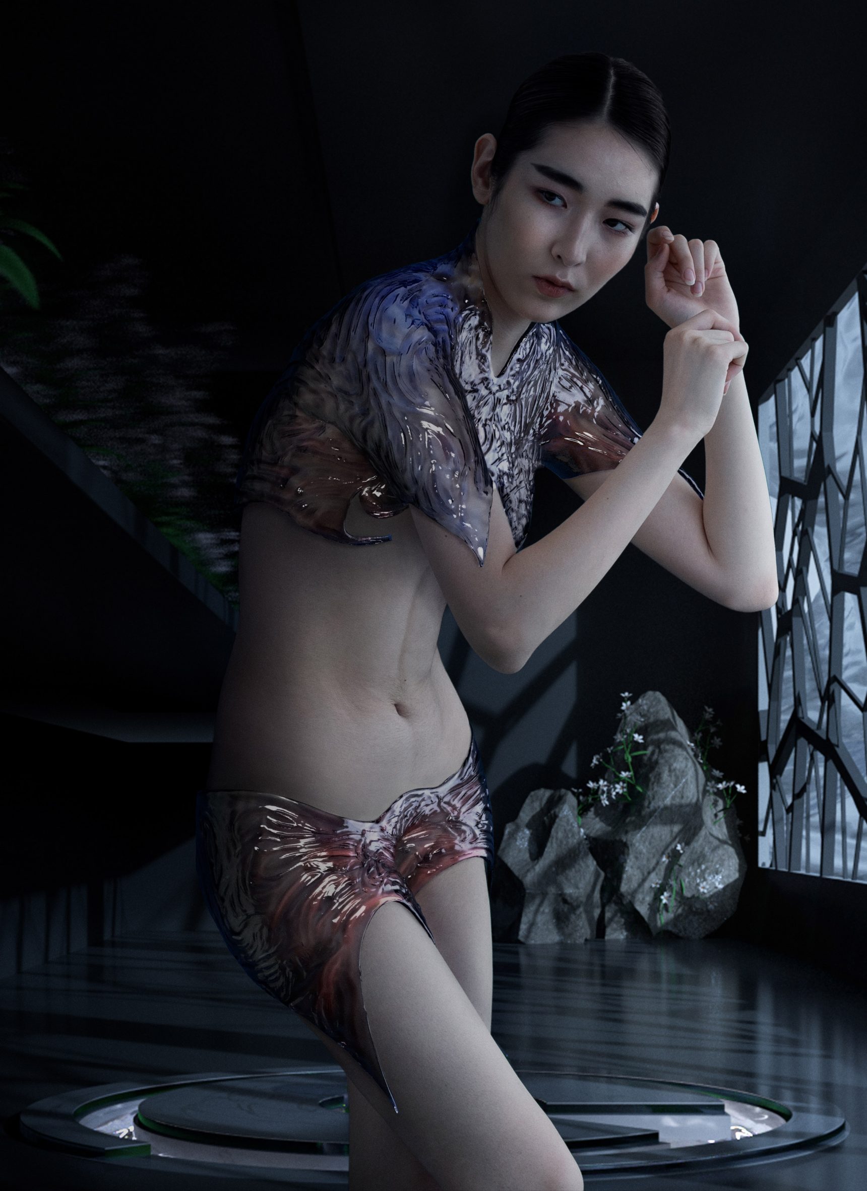 An avatar modeling underwear