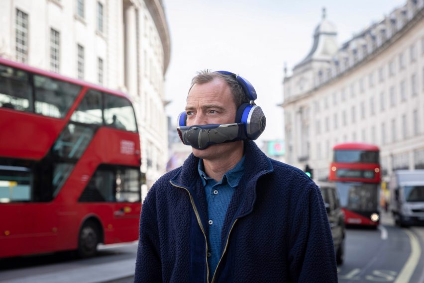 A man wearing Dyson Zone in London