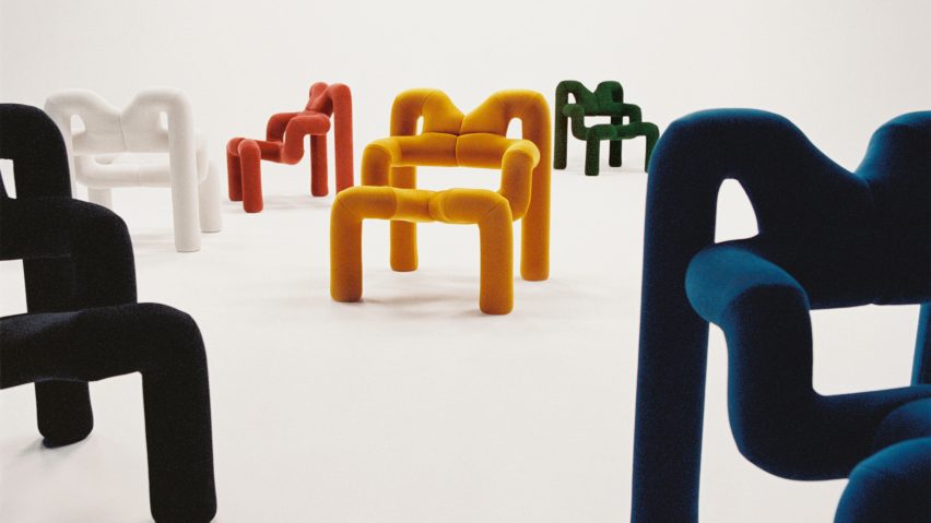Ekstrem chairs by Varier in yellow, green, black, white and rose